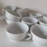 12 White Porcelain Cups