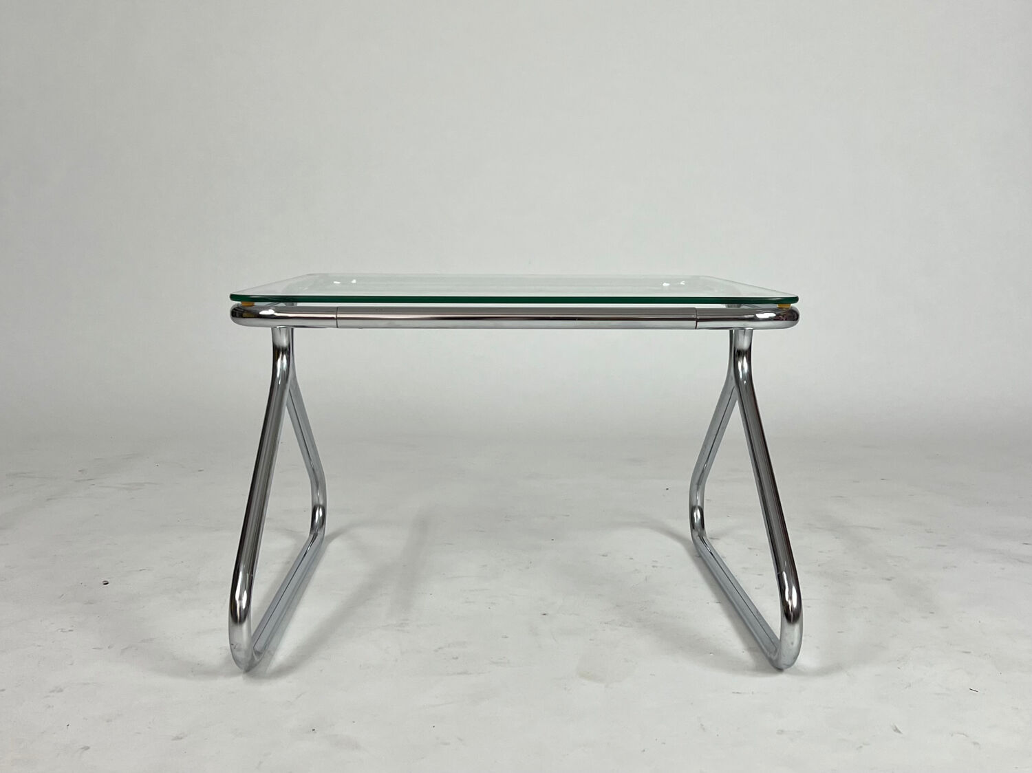 Vintage chrome glass coffee table 70s Space Age Bauhaus