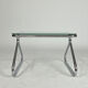 Vintage chrome glass coffee table 70s Space Age Bauhaus