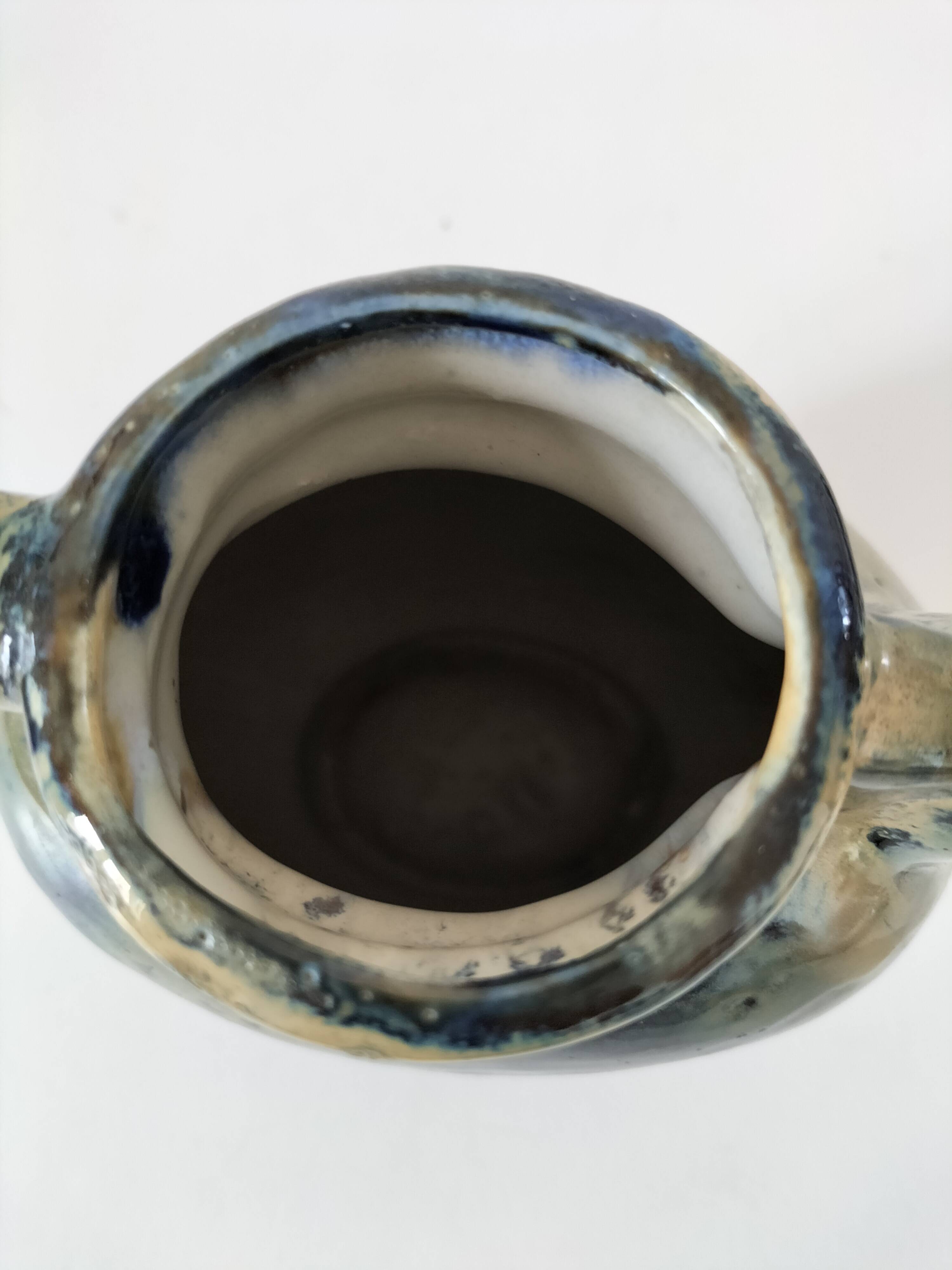 Blue and beige glazed stoneware jug, model 218