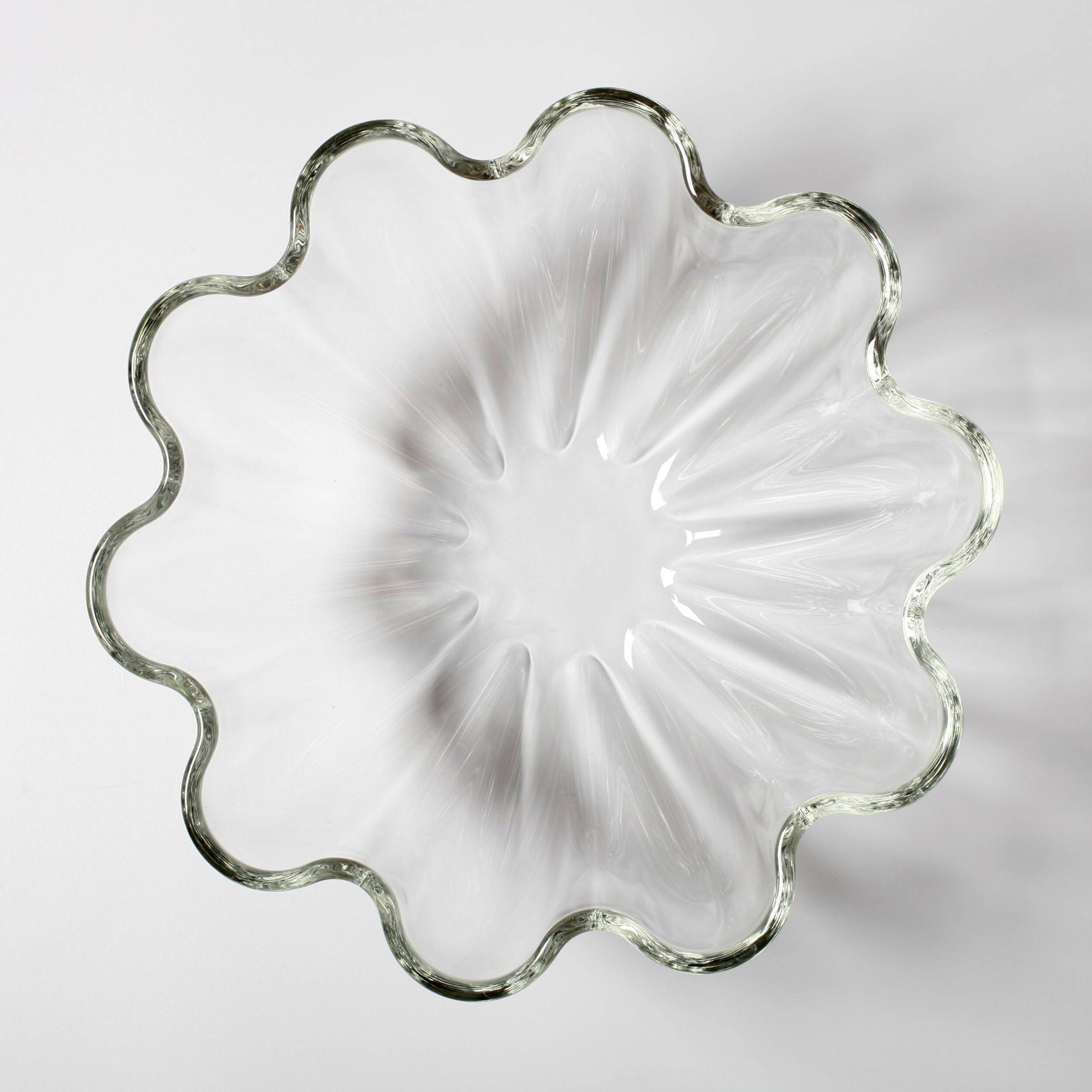 Villeroy and BVoch Large Crystal Salad Bowl: Scalloped Neptun Design, 2000s
