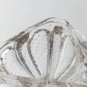 Transparent Murano Glass Bowl, Large Tri-lobed Triangle, Clear Glass with Bubbles, 1970s Italian Mid-Century Design