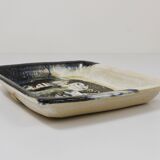 Two large abstract stoneware bowls/plates by Jeppe Hagedorn-Olsen, Denmark, 1970s.