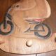 Vintage wooden bicycle bear coat rack