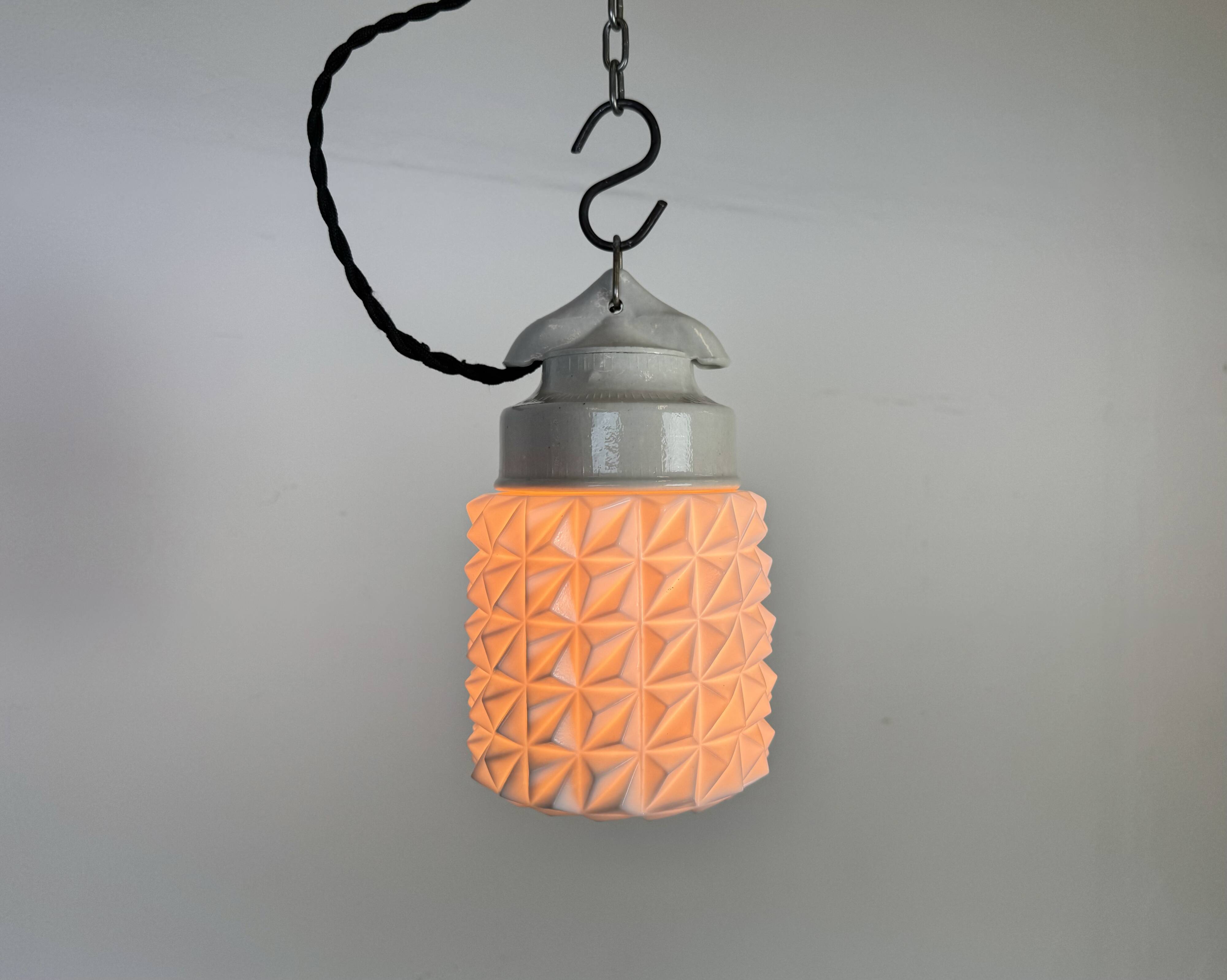 Vintage White Porcelain Pendant Light, 1970s