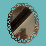 Miroir en rotin vintage 27x34cm