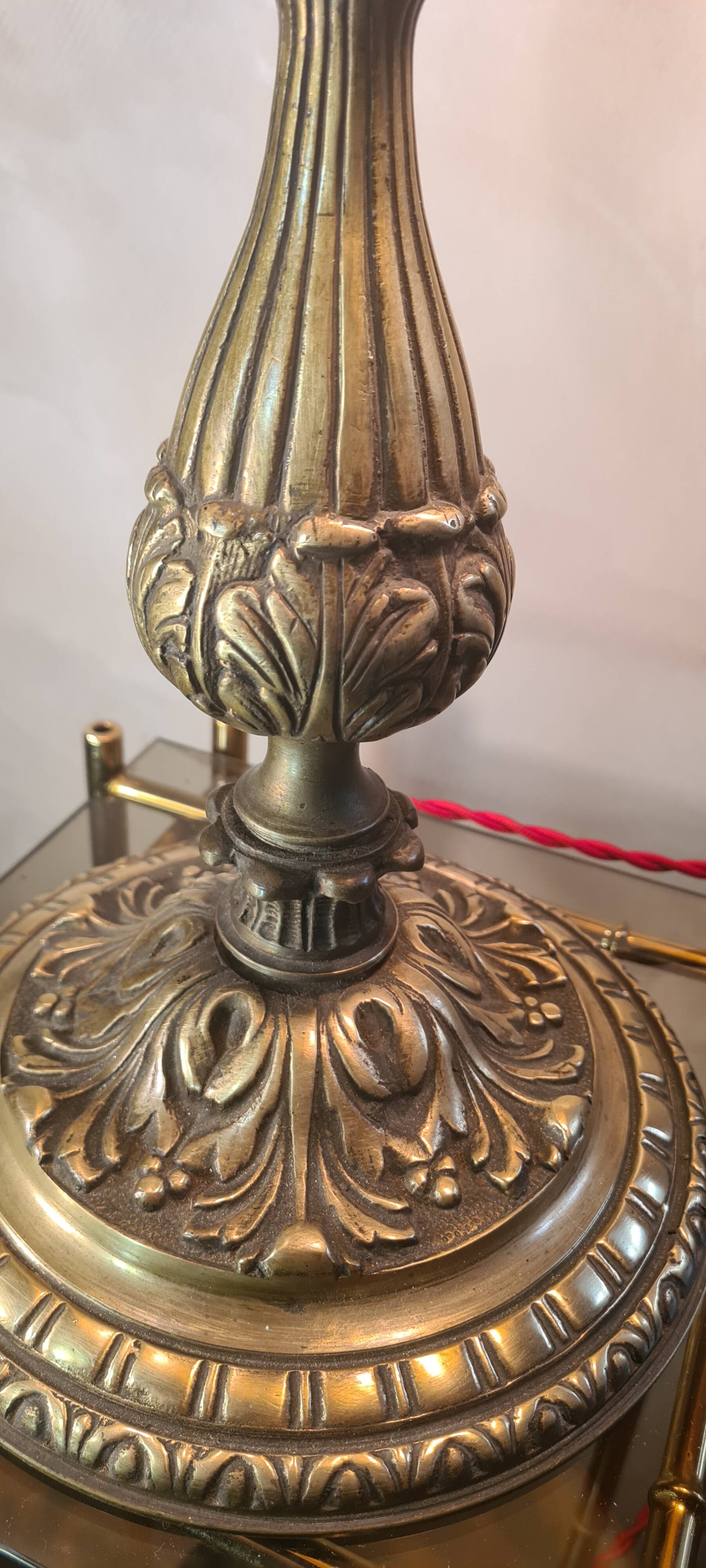 large bronze mushroom lamp with magnificent glass paste signed 7kg h51x33