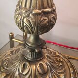 large bronze mushroom lamp with magnificent glass paste signed 7kg h51x33