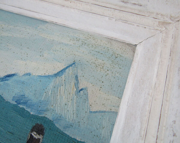 Tableau huile sur panneau, paysage montagnard