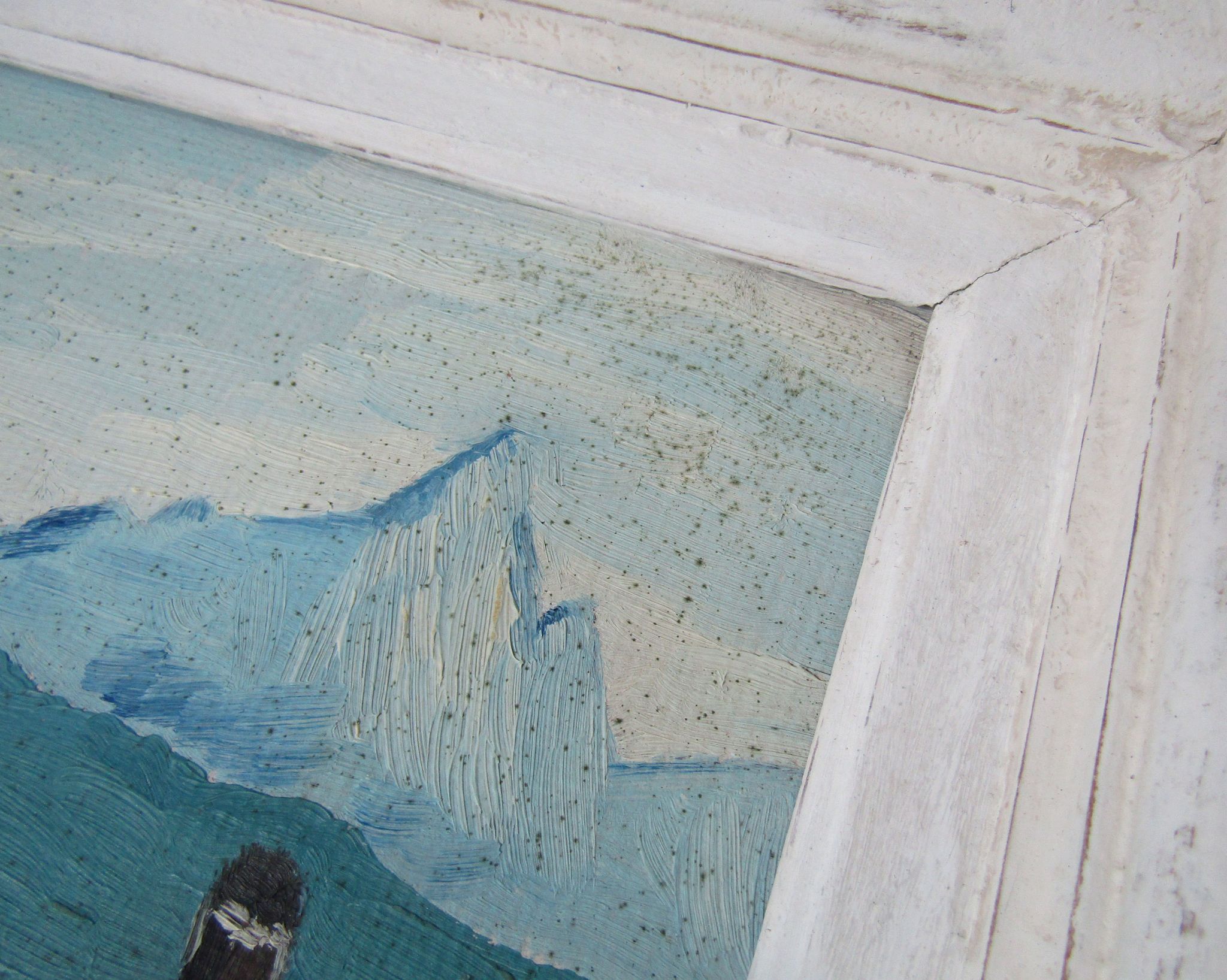 Tableau huile sur panneau, paysage montagnard
