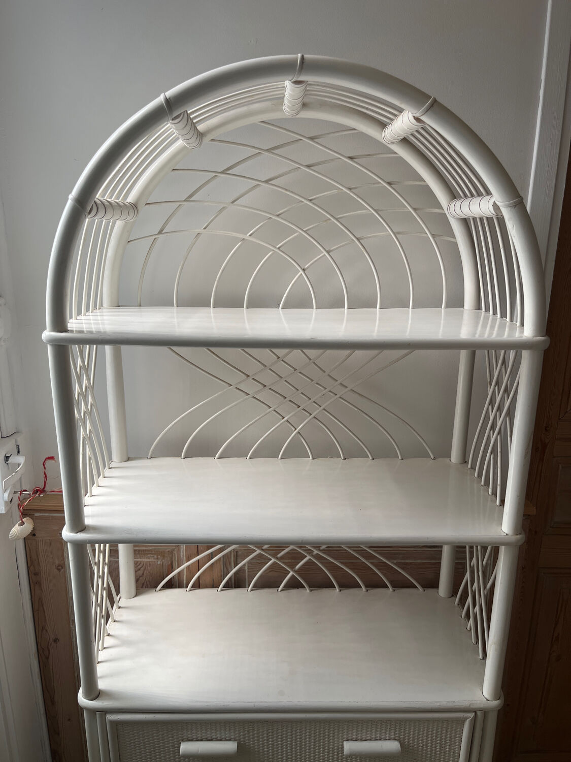 Rattan bookshelf shelf