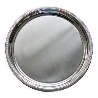 Plateau de service vintage rond métal argenté - Style bistrot
