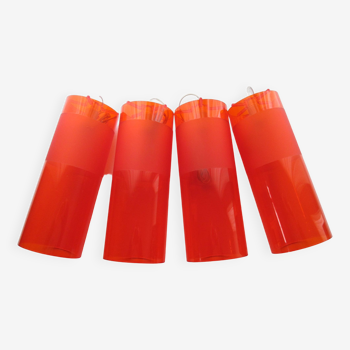 Italian design set of 4 orange Kartell Easy pendant lamps, design Ferruccio Laviani 2003