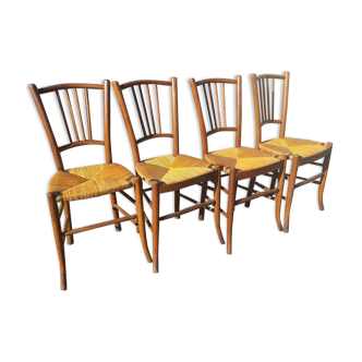 Series of 4 decked bistro chairs