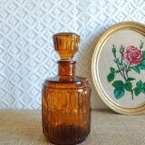 Amber Glass Carafe with Vintage Stopper