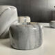 Set of 5 nesting candle holders in white marble.