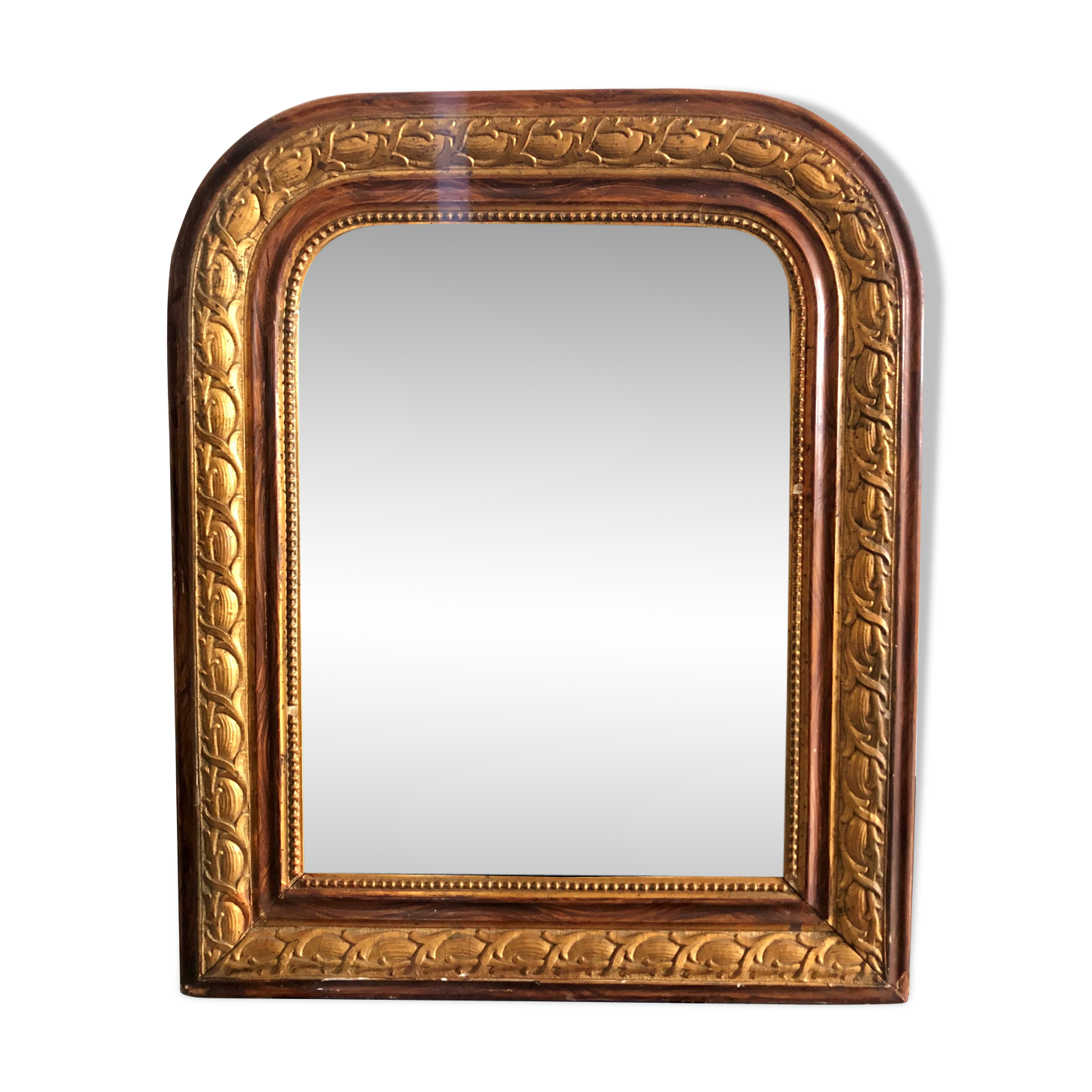 Miroir Louis Philippe en bois et stuc doré - 50x42cm