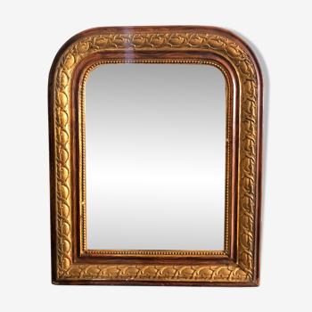 Miroir Louis Philippe en bois et stuc doré - 50x42cm