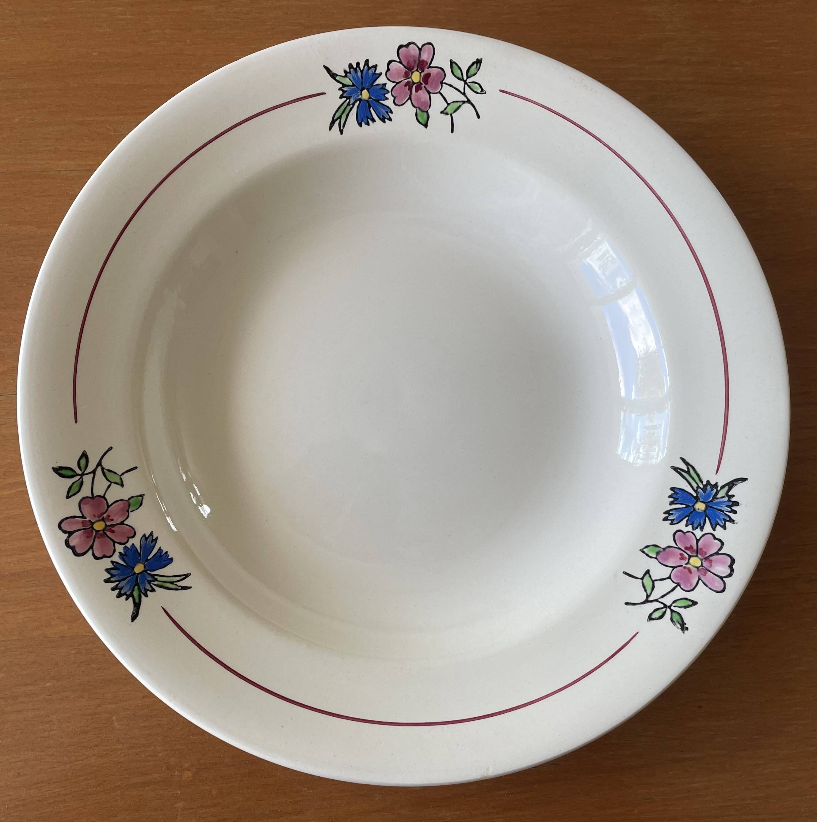 6 old earthenware soup plates from Salins-lès-Bains (Jura)