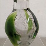 Engraved glass vase decorated with fish from the 60s/70s