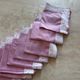 Set of eight vintage table napkins, old pink jacquard.
