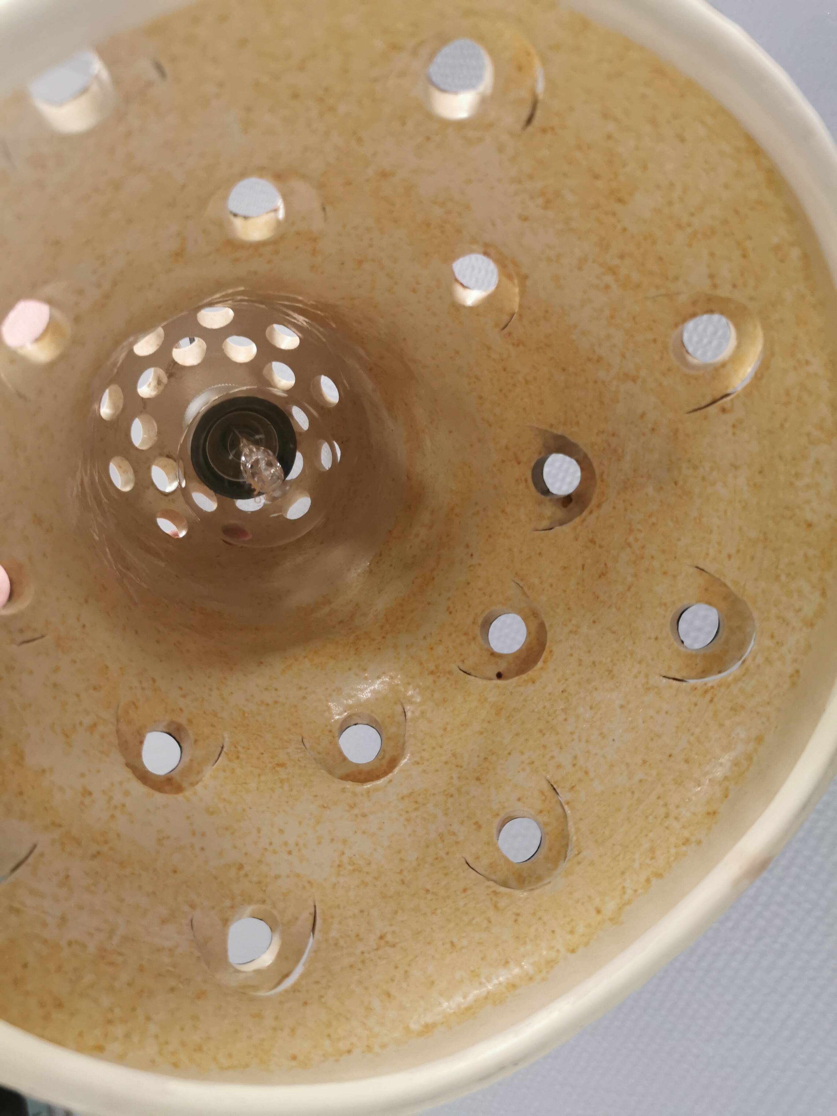 A stunning ceramic hanging lamp with exquisite details. Denmark 1970s