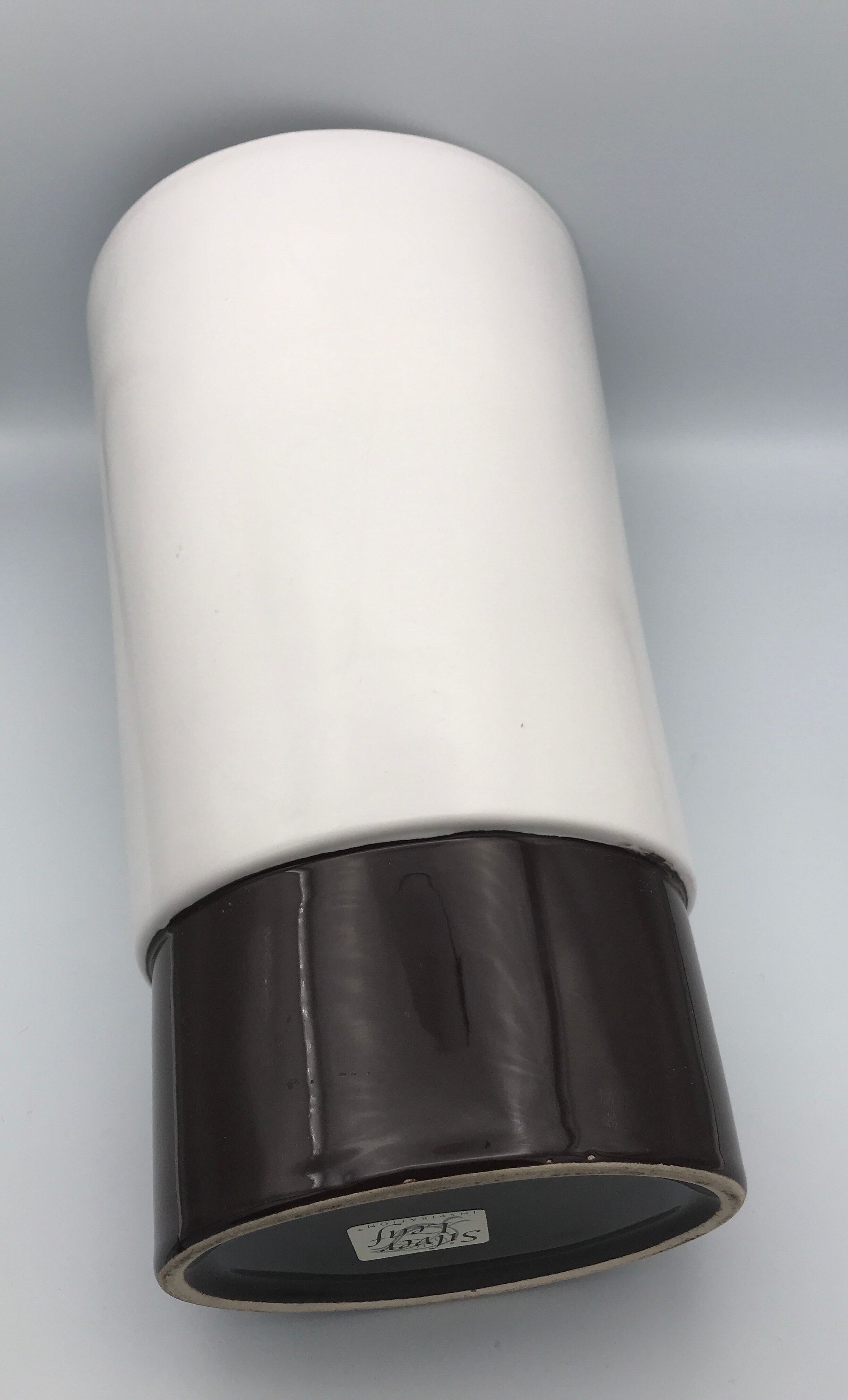 White and brown white and brown form évase vase leaf pattern - 40 cm