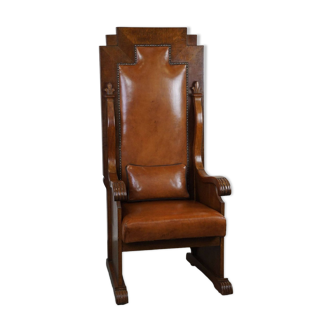 Antique newly upholstered sheepskin throne, one of a kind