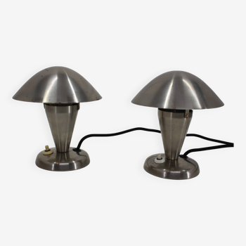 1930s Pair of  Chrome Plated Bauhaus Lamps, Czechoslovakia