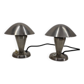 1930s Pair of  Chrome Plated Bauhaus Lamps, Czechoslovakia