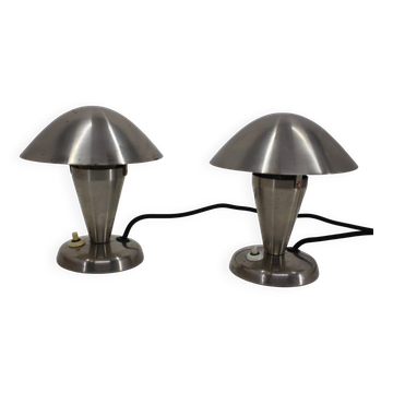 Paire de lampes Bauhaus chromées des années 1930, Tchécoslovaquie