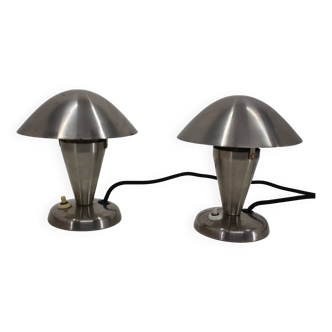 Paire de lampes Bauhaus chromées des années 1930, Tchécoslovaquie