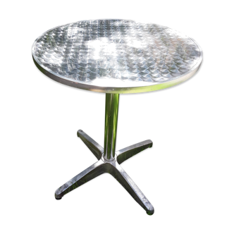 Table ronde de bistro vintage en aluminium années 80