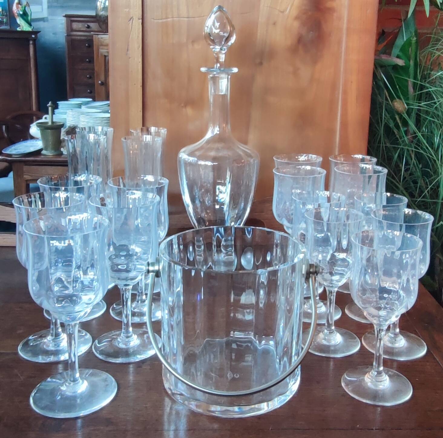 Glassware set, ice bucket, carafe, Baccarat crystal Capri model 20 pieces