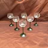Set of six glasses with Riesling wine in the 1970s dimension: H-17 cm-D-6.5 cm-