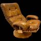 Brutalist koala leather and solid elm lounge chair by of blaha circa 1960