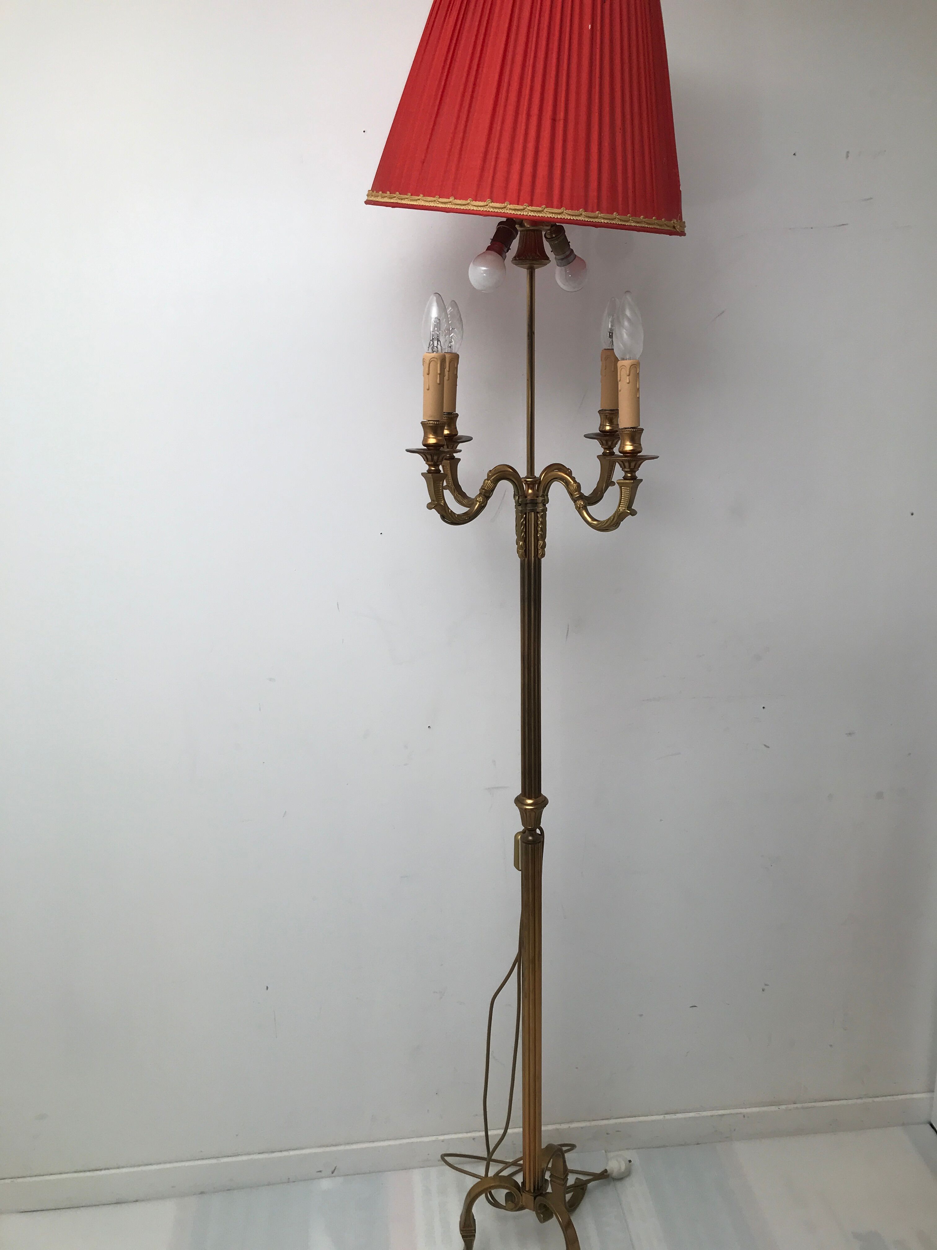 Vintage Louis XV style bronze tripod lamp