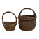 Set of 2 brown wicker baskets from the 1960s — two sizes, rustic vintage style.