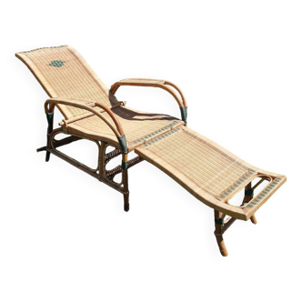 Chaise longue dite "Grand-Mère" en rotin