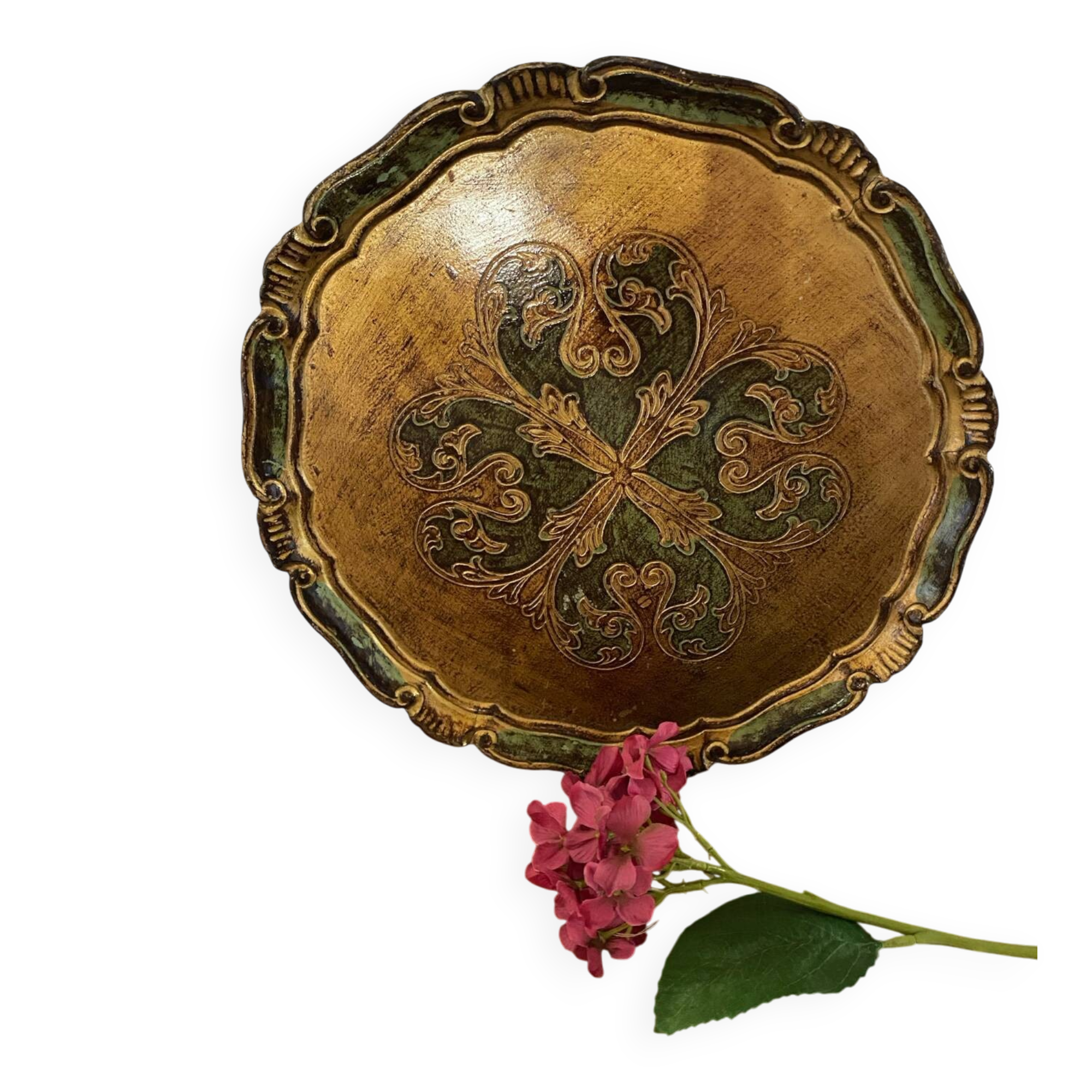 Round wooden Florentine platter