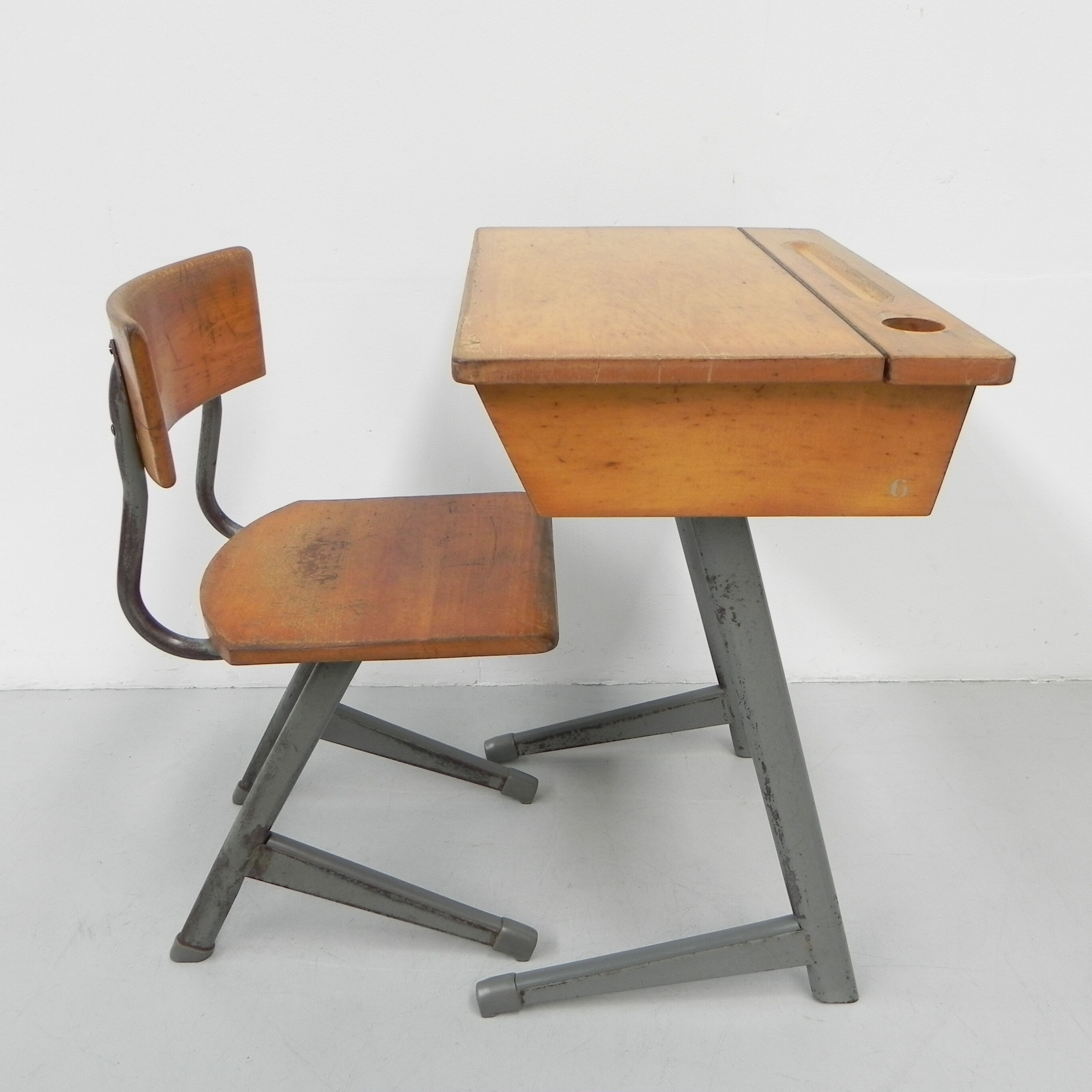 Desk and chair, industrial