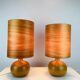 Paire de lampes boule en bois de style scandinave, années 60