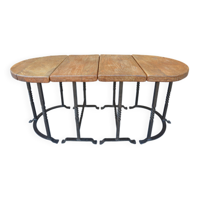 Table basse atypique modulable chêne et fer forgé