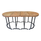 Table basse atypique modulable chêne et fer forgé
