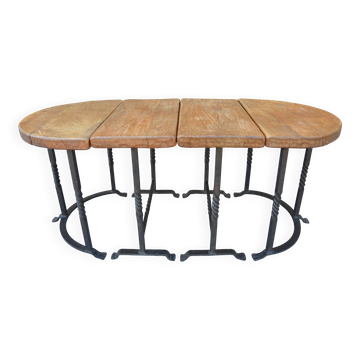 Table basse atypique modulable chêne et fer forgé