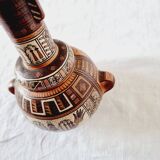 Inca craft vessel from Peru by Antonio Olave (1928-2016) hand painted