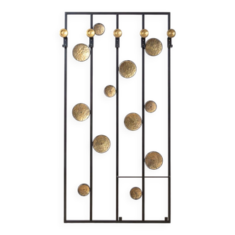 Vintage Coat Rack, Space Age, Metal & Brass