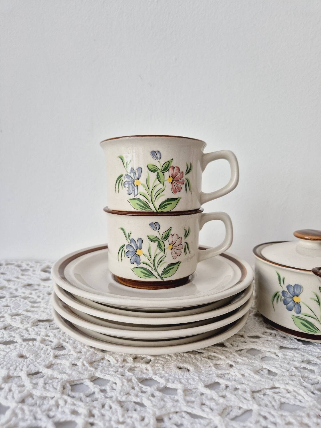 Vintage Flower Pattern Stoneware Tea/Coffee Set
