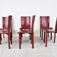 Lot de 6 chaises de salle à manger en cuir rouge fabriquées en Italie, années 1980