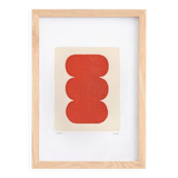 abstract illustration in red-orange on paper signed eawy